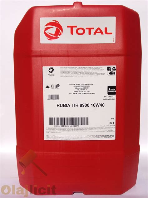 Total rubia tir 8900 10w40 по методу low saps для систем имеющих scr