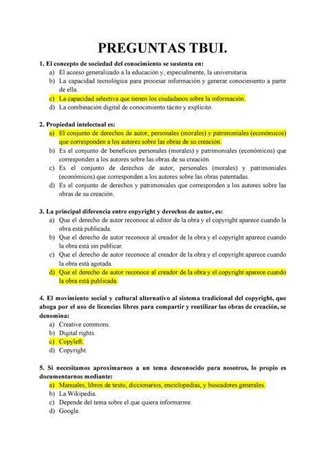 Examen T Cnicas De B Squeda Y Uso De La Informaci N Preguntas Tbui