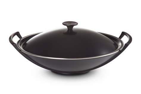 Wok En Fonte Maill E Avec Couvercle M Tal Noir Mat Cm