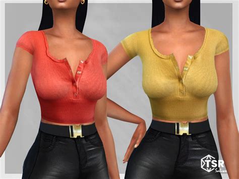 The Sims Resource Short Sleeve Cropped Tops