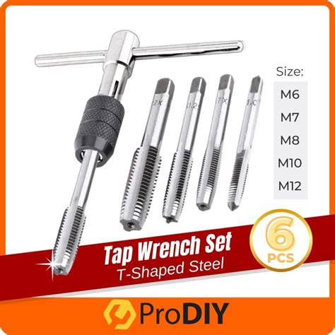 6pcs Set Screw Tap T Shaped Wrench Threading Tapping Hand Steel Metric