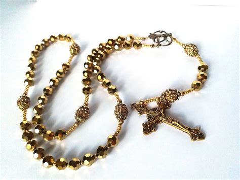 The Golden Rosary Catholic Rosary Beads Antique Gold Etsy