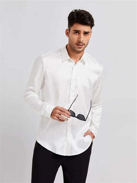 Manfinity Homme Chemise à rayures zébrées en jacquard en satin Mode