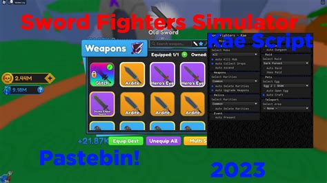 Sword Fighters Simulator 2023 Script Pastebin YouTube