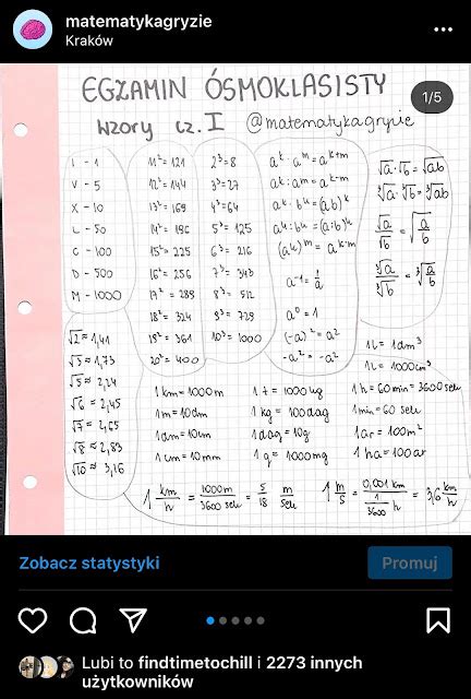 Matematyka gryzie Notatki do egzaminu ósmoklasisty z matematyki