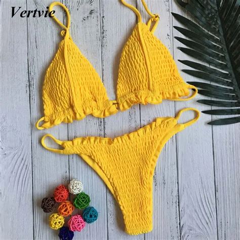 Buy Vertvie Strap Beach Bikini Sets Summer Solid