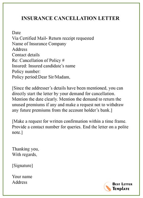 10 Cancellation Letter Template Format Sample Example