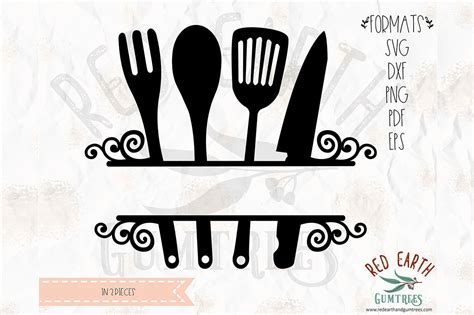 Kitchen Split Monogram Frame Decal Svg Png Eps Dxf Pdf Formats By