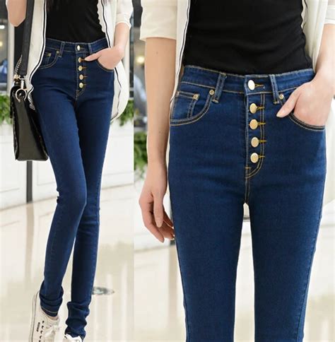 New Arrival Top Quality Women Fashion Casual High Waist Skinny Jeans Black Pencil Denim Pants