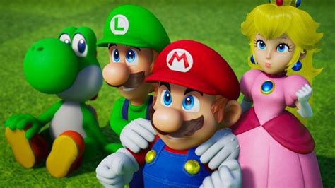 Mario, Princess Peach, and Luigi in the Grass