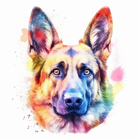 Premium Ai Image Watercolor Painting Of A German Shepherd Dog