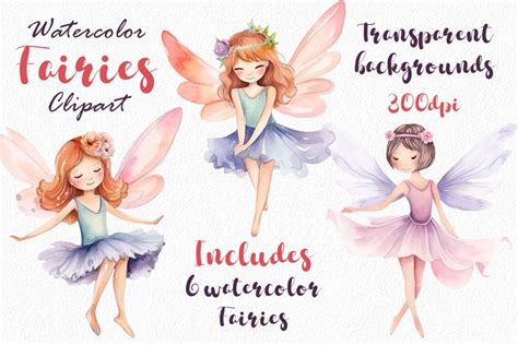 Watercolor Fairies Clipart Enchanting Artwork For Diy Craft