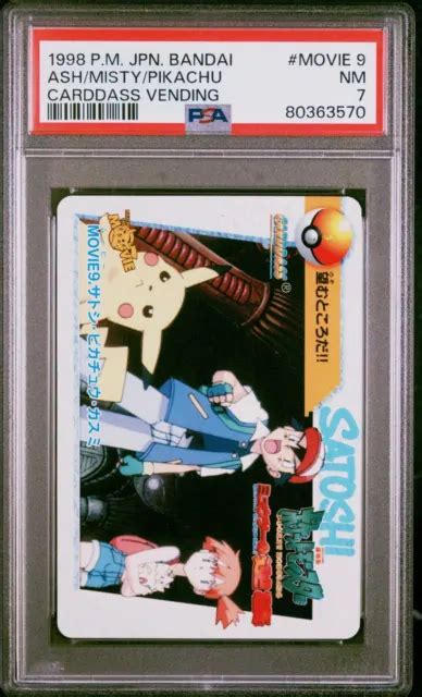 Carte Pok Mon Ash Misty Pikachu Psa Carddass Vending Movie