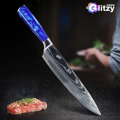 Chef Profissional Faca De Cozinha Japon S Santoku Damasco Laser Carne