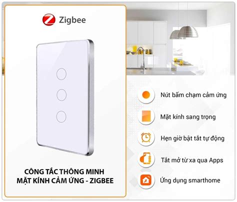 Công Tắc Thông Minh Tuya Zigbee Viền Vàng Điều khiển qua điện thoại