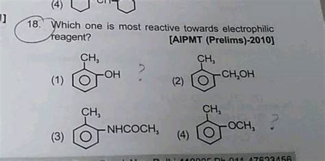 Which One Is Reactive Towards Electrophilic Reagent Aipmt