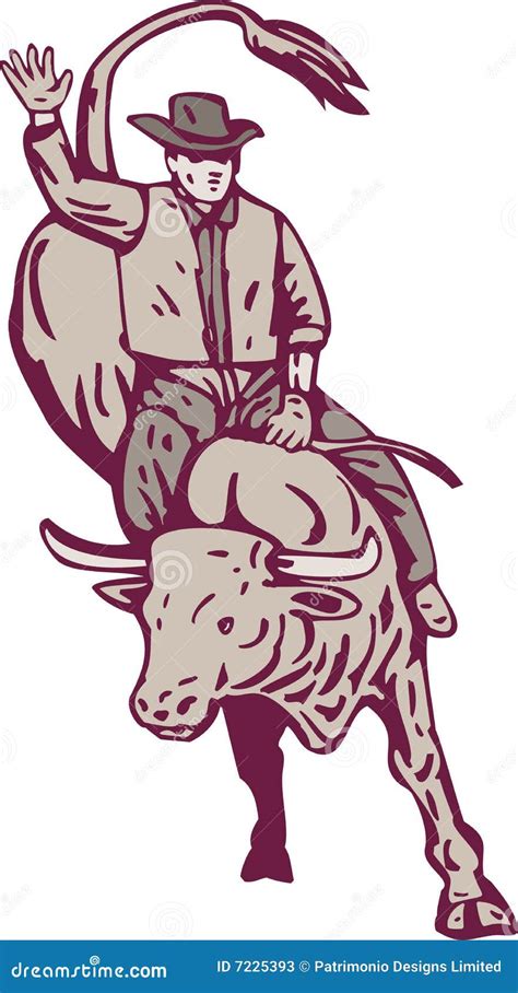 Rodeo Cowboy Bull Riding Stock Vector Illustration Of West