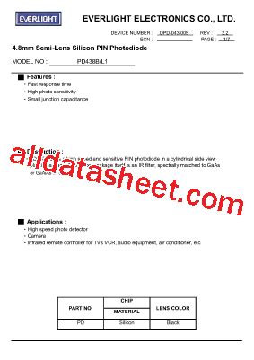 PD438B L1 Datasheet PDF Everlight Electronics Co Ltd