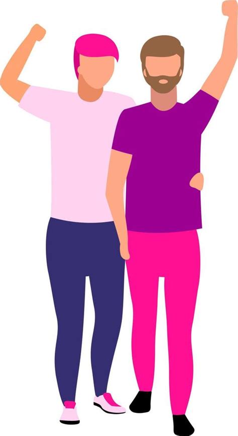 Gay Couple At Pride Parade Semi Flat Color Vector Characters Vector Art At Vecteezy