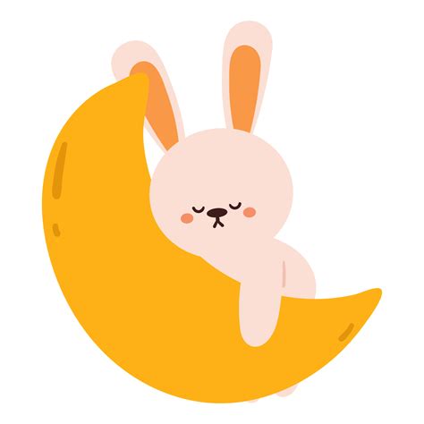 Cute Cartoon Bunny Sleeping On The Moon Cute Animal Sticker 26894766 Png