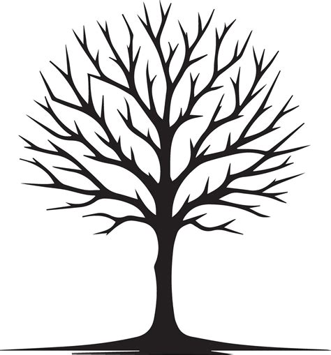 Minimal Naked Tree Silhouette Vector Silhouette Black Color Silhouette