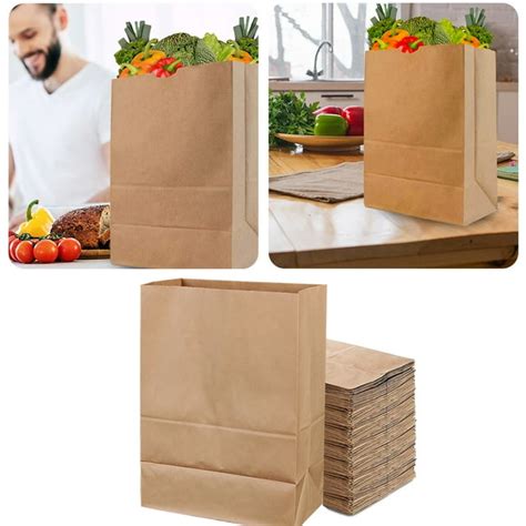 Zbfjinx 50 Pc Large Kraft Brown Paper Grocery Bags