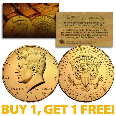 2018 D 24k Gold Gilded Jfk Kennedy Half Dollar Coin D Mint Buy 1 Get 1 Free Ebay