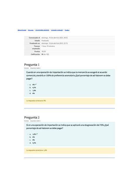 Prueba 1 Revisión Del Intento Página Principal Mis Cursos 23 1b