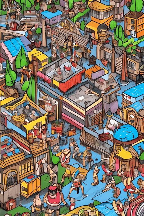 Fantasy City Onde Est A Ilustra O Realista Do Estilo Waldo