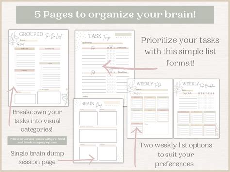 ADHD Brain Dump And To Do List Templates ADHD Productivity Planner