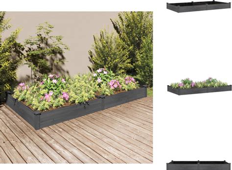 VidaXL Verhoogde Plantenbak Houten Grijs 240 X 120 X 25 Cm L X B