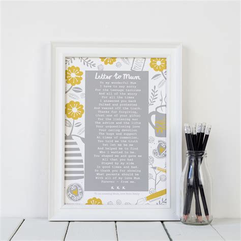 A Letter To Mum Poem Print Mum Poems Mum Birthday Gift Presents For Mum