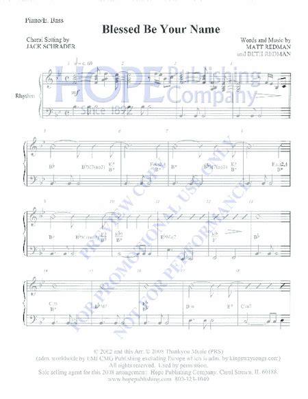 Blessed Be Your Name By Matt Redman Choir Sheet Music Sheet Music