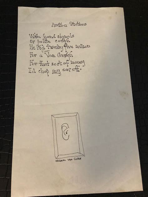 Spike Milligan Handwritten Auction Stations Poem Equis