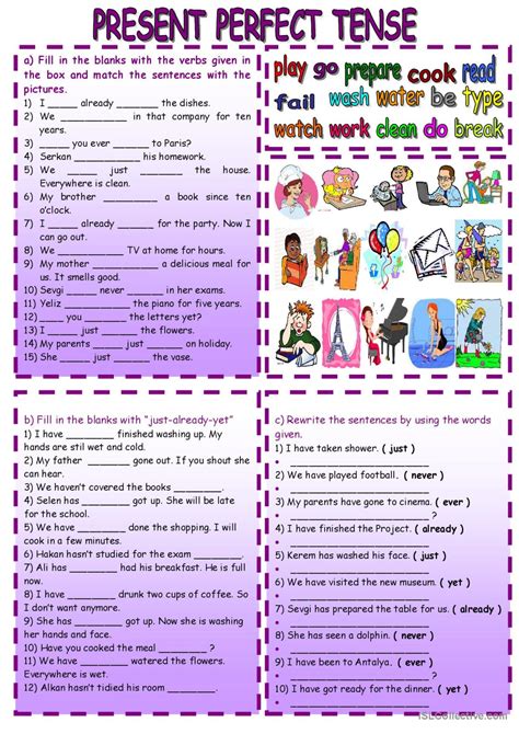 Present Perfect Tense English Esl Worksheets Pdf And Doc