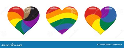 Set Of Pride Flag Heart Shape Icon Stock Vector Illustration Of Proud