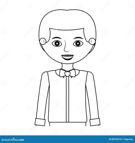 Half Body Man Silhouette With Formal Shirt And Bowtie Stock Vector