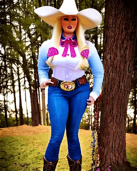 Real Life Big Girl Barbie Lookalike In A Cowgirl Costume · Creative Fabrica