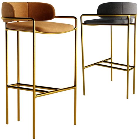 West Elm Lenox Velvet Bar Counter Stools D Model For Corona