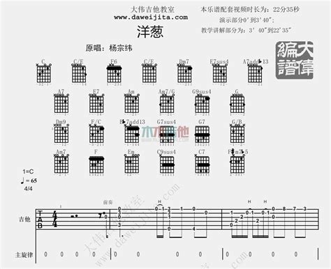 《洋葱吉他谱》杨宗纬c调吉他图片谱2张 吉他谱大全