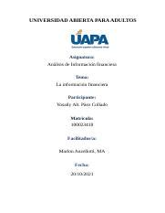 Tarea 1 De Analisis De La Informacion Financiera Docx UNIVERSIDAD