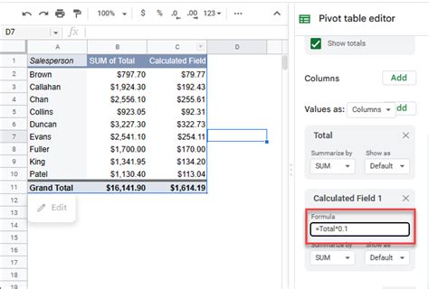 Add A Calculated Field In A Pivot Table In Excel Google Sheets