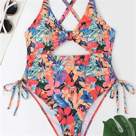 Plus Tropical Print Criss Cross One Piece Swimsuit Artofit