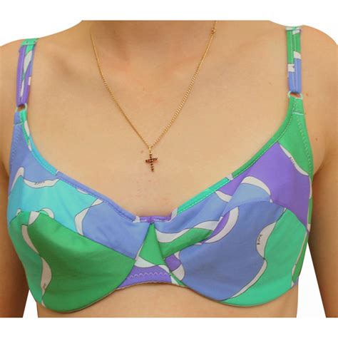 Original Vintage S Emilio Pucci Op Art Print Bikini Top Lingerie Bra