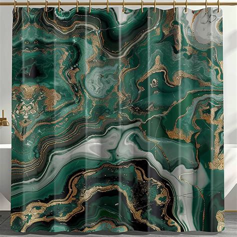 Luxurious Green And Gold Marble Shower Curtain Teal And Dark Green