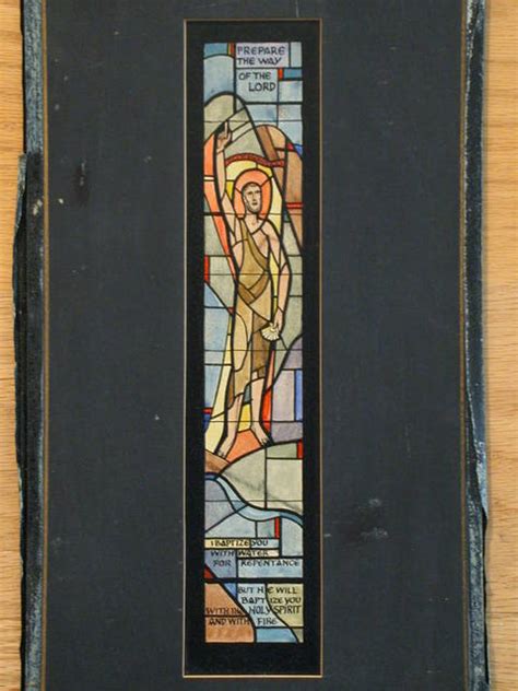 Design Drawing For Stained Glass Window Showing Abstracted John The Baptist With Shell And