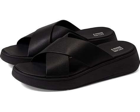 Fitflop F Mode Leather Flatform Cross Slides Pm