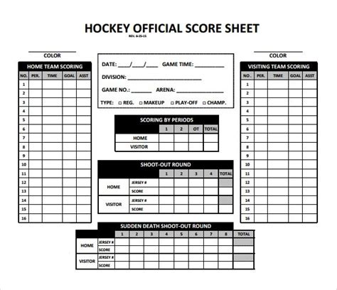 Hockey Score Sheet Template Printable Calendars At A Glance