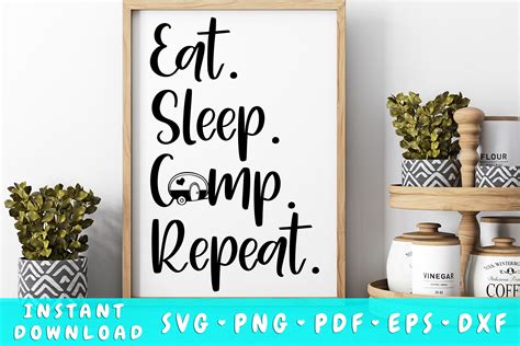 Eat Sleep Camp Repeat Svg Graphic By Dinodesigns · Creative Fabrica