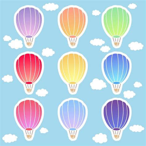 Premium Vector Air Balloon Sticker Set